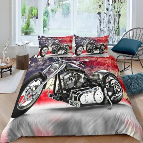 Motorcycle Bedding Set for Boys Adults Kids Motocross Bed Duvet Cover Set Bedclothes Home Textile Bed Linen King 2/3Pcs Suit