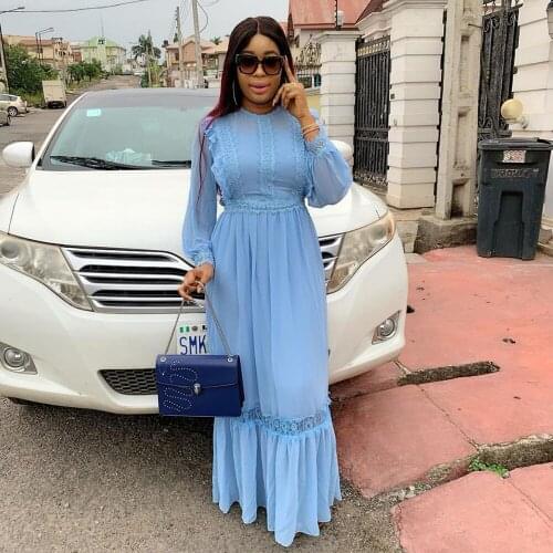 Lace African Dresses for Women Plus Size Muslim Fashion Dashiki Design Beach Style Abaya Dubai Boubou Robe Long Maxi Dress