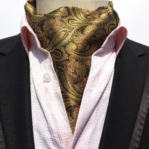 Linbaiway Mens Ascot Vintage Paisley Classic Wedding Formal Cravat Self Ties Gentleman Polyester Neck Tie Scarf Custom LOGO