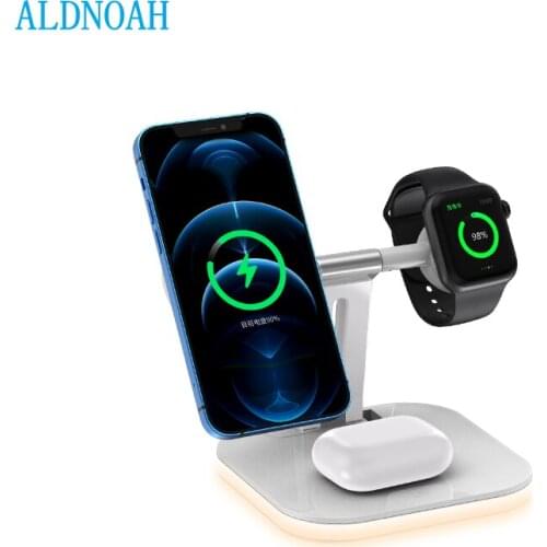 3 in 1 Magnetic Wireless Charger Stand For Magsafe iphone 12 Apple Watch 6 5 4 3 Airpods Pro Fast Charging Dock Station