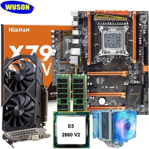 2 years warranty new HUANAN ZHI deluxe X79 motherboard M.2 NVMe slot CPU Xeon E5 2660 V2 RAM 16G(2*8G) video card GTX1050Ti 4G