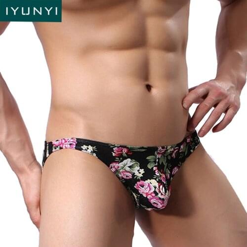 IYUNYI Men Underwear Briefs Fashion Printed Shorts U Convex Pouch Underpants Briefs Breathable Mens Sexy Bikini Underwear Briefs