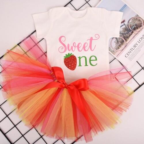 Sweet Baby Girls Tutu Birthday Outfit 1 Year Girl Baby Birthday Dress Cake Smash Outfits Dress Fruit Summer Set On Sale
