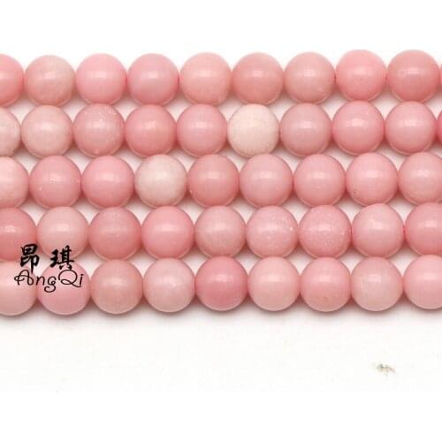 Natural Pink Opal Stone Round Loose Beads 4 6 8 10mm Pick Size Spacer Beads For Jewelry Making DIY Bracelet Accessories 15