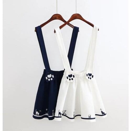 Japanese New Embroidered devils-claw Sweet Suspender Skirt Female Summer Student Short Skirt 22060