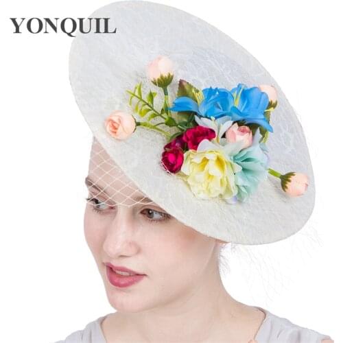 New Women Fashion Flower Fascinator Hats veils Occasion Top Hat Hair Clips Lace Fascinator Bridal Hair Accessories SYF223