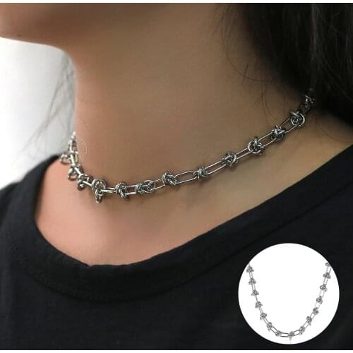 Stainless Steel Knot Necklaces For Women Chokers 14/16 inch Chic Jewelry Gifts 7mm Fashion Dropshipping Wholesale LDN284