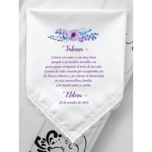 Personalized Printed any language Spanish Verses For Mother Of Bride Wedding Handkerchief Gift- For Mami On My Wedding Gifts