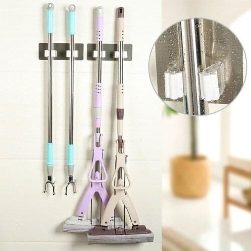 Self-adhesive Multi-Function Hooks Wall Mounted Mop Organizer Holder RackBrush Broom Hanger Hook Kitchen bathroom Strong Hooks