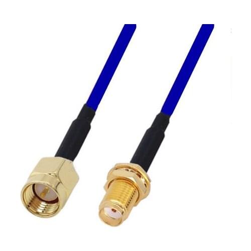 Blue Soft RG142 Double Shielded SMA male to SMA Female Connector RF Coaxial WIFI Antenna Coax Low Loss Cable 50ohm