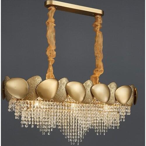 Modern Luxury Chandelier Gold Crystal Metal E14 Pendant Light Fixture For Kitchen Island Living Room Home Decor Lighting PA0594