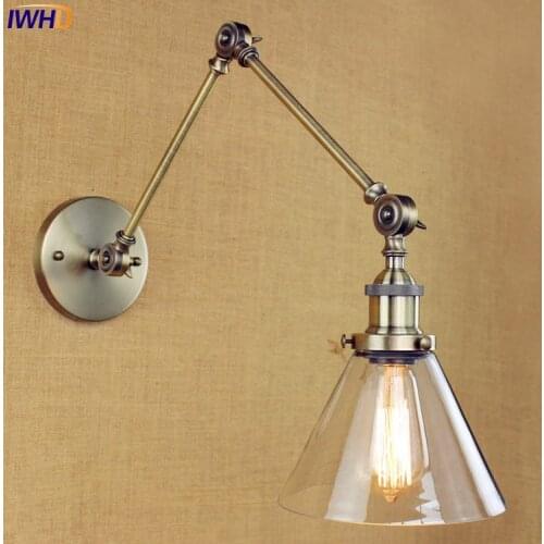 Glass Retro Vintage Wall Lamp Edison Wandlampen Antique Swing Long Arm Wall Light Loft Industrial Sconce Lamparas De Pared