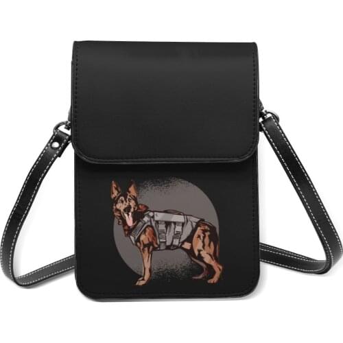 German Shepherd Shoulder Bag Outdoor Leather Mobile Phone Bag Student Bulk Stylish Bags