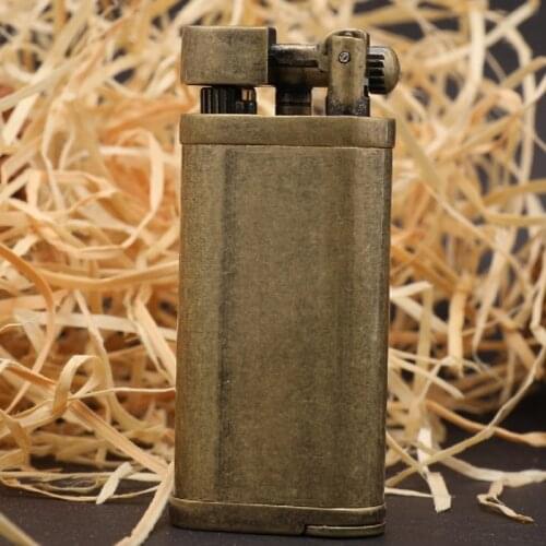Vintage Pure Copper Windproof Inflatable Gas Lighters Turbo Compact Butane Gas Flint Cigarette Lighter Antique Mens LIGHTER