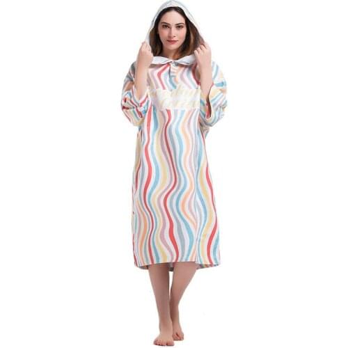 Womens Fashion Printing Changing Robe Bath Towel Fashion Outdoor Adult Hooded Beach Towel Poncho Women Man Bathrobe Towels LST