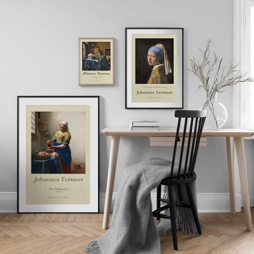 Johannes Vermeer Girl With a Pearl Earring Exhibition Poster And Print Vintage Canvas Painting Art Wall Pictures Home Decoration