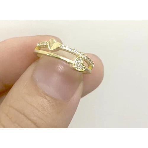 Fashion Delicate Double Heart Finger Ring For Women CZ Zirconia Crystal Adjustable Hollow Out Wedding Party Ring Gifts 2020