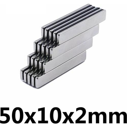10/20/50PCS 50x10x2 mm Strong Rare Earth Magnet Thickness 2mm Block Rectangular Neodymium Magnets 50x10x2mm Strip Magnetic