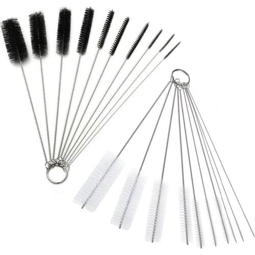 10pcs/set Portable Stainless Steel Nylon Household Bottle Brushes Pipe Cleaner Cleaning Brush Tube Set
