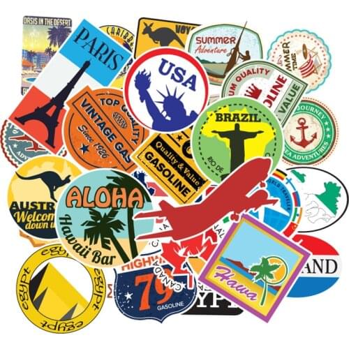 100 Sheets Not Repeating World Building Landscape Attractions Graffiti Sticker Suitcase Car Skateboard DIY Sticker Waterproof