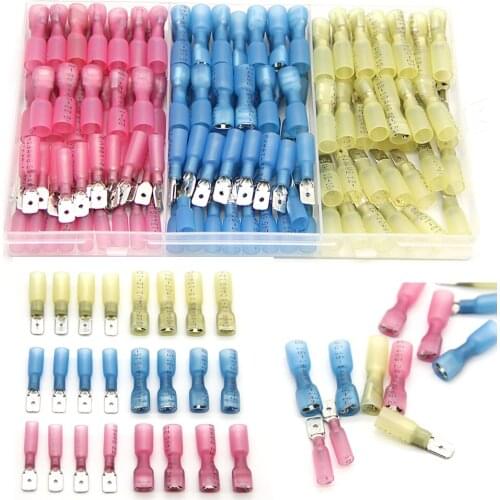 140Pcs Insulated Heat Shrink Spade Wire Connectors Terminals Male Female Electrical Wire Crimp Terminal Quick Disconnects