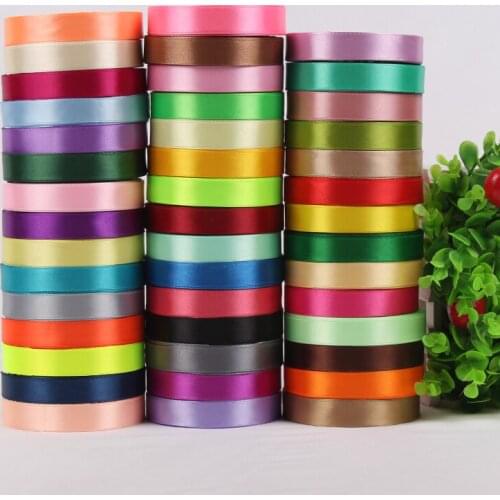 15mm 25 Yards Single Face Silk Satin Ribbon Decorative Gift Packing Wedding Crafts Christmas White Red Black Blue Green Ribbons