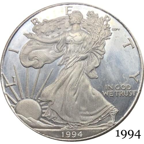 United States America 1994 In God We Trust 1 OZ Fine Silver Bullion Eagles One Dollar Silver Plated Copy Commemorative Coin