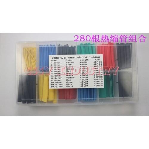 280pcs/box new Assortment Electronic heat shrink tube ratio 2:1 wire cable wrap cable sleeves apple data line