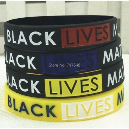 40pcs 4 types Debossed Black Lives Matter wristband silicone bracelets free shipping by ePacket A
