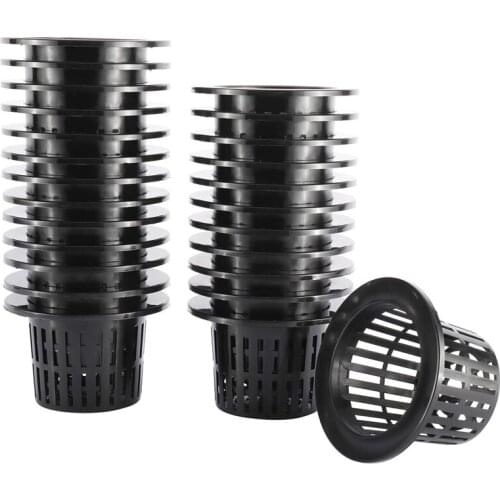 50 Pack 4.33 Inch Net Cups Slotted Mesh Wide Lip Filter Plant Net Pot Bucket Basket for Hydroponics Aquaponics Orchids