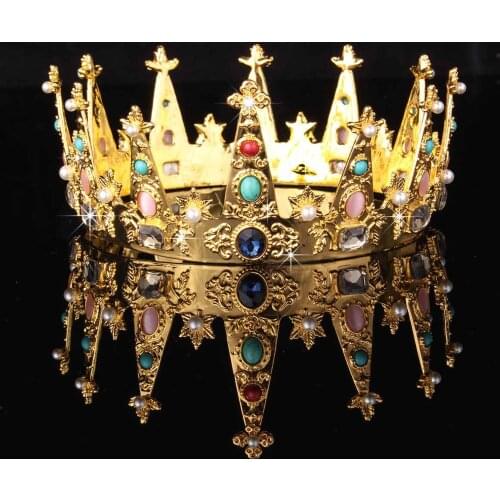 Baroque Crystal Vintage Royal Queen King Tiaras and Crowns Pageant Prom Diadem Hair Ornaments Wedding Hair Jewelry Accessories