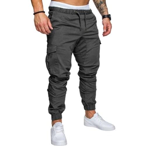 Brand Men Pants Hip Hop Harem Joggers Pants 2019 Male Trousers Mens Joggers Solid Multi-pocket Pants Sweatpants M-4XL