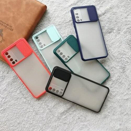 Slide Camera Lens Protection Phone Case For huawei P Smart 2021 y7a P30 P40 Pro mate 20 P40 Lite P SMART Matte Soft Back Cover