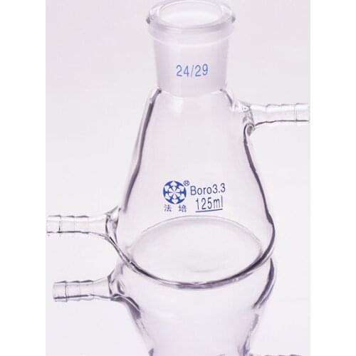 Filtering flask with side tubulature 125ml 24/29,Triangle flask with upper and bottom side tube,Filter Erlenmeyer bottle