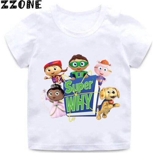 Cartoon Super Why Print Boys/Girls T shirt Kids Funny Casual Clothes Baby Summer Short Sleeve T-shirt