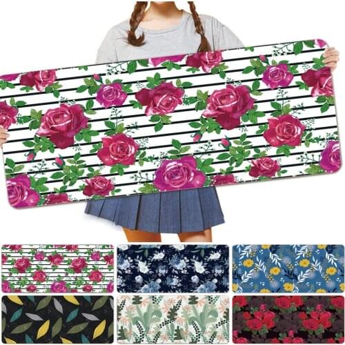 Gaming Mouse Mat PU Leather Flower Pattern Series Mouse Pad Large 30x60 CM / 30x80 CM Durable Non-slip Keyboard Mousepad