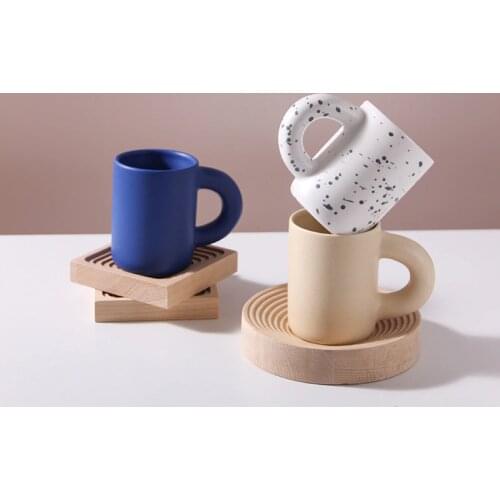 Nordic Creative Ceramic Mug With Fat Handle Personalized Handmade Coffee Tea Milk Cup Kitchen Decor Unique Gift For Women Friend