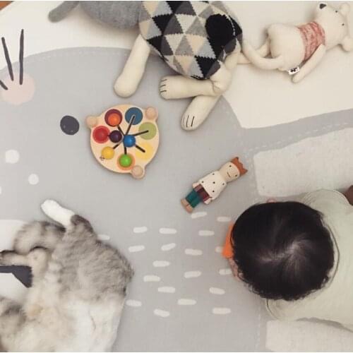 INS 120cm Diameter Rabbit Round Thick Non-slip Carpet Mat Childrens Play Mat Tent Mattress Floor Mat Photography Props