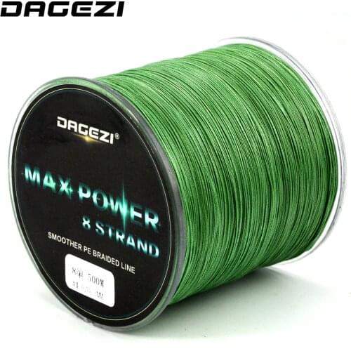 DAGEZI 8 strand PE Braid Fishing line Super Strong 500m Multifilament Braided fishing lines Freshwater and Saltwater Fishing