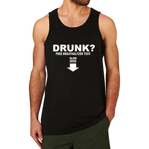 Lyprerazy Mens Drunk Free Breathalyzer Test Workout Gym Funny Printed Tank Top