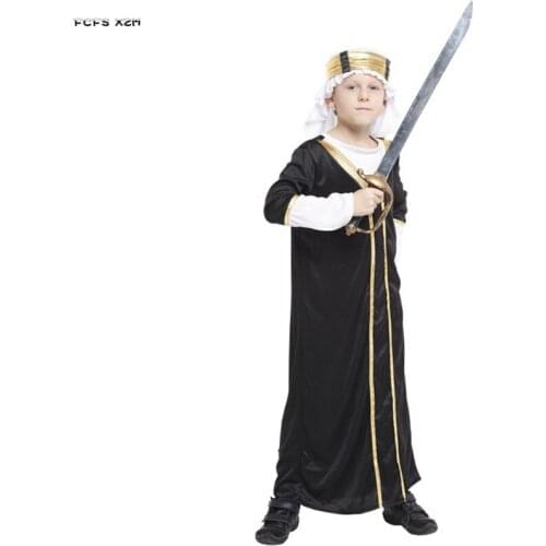 Boys Halloween Warrior of Egypt Costumes Kids Children Arab Prince Robe Cosplay Carnival Purim Stage Show Role Play party dress