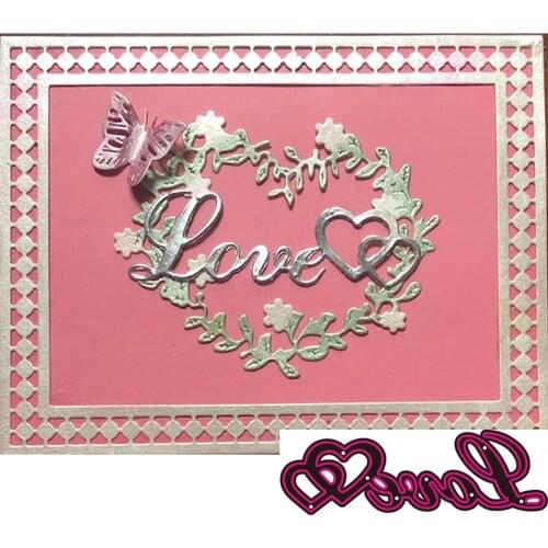 Metal Cutting Dies Stencil Double Heart Love Alphabet Frame Background Dies Scrapbooking Stamps Die Cut Craft Christmas Card DIY