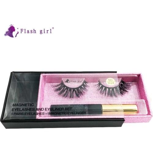 Flash Girl 5D W-series good grade magnetic eyelashes 5D- W 24 with eyeliner suit eyelashes