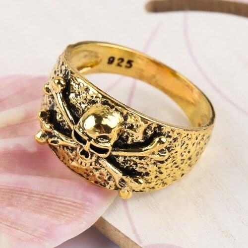 Vintage Zinc Alloy Skull Ring for Men Skull Biker Rock Roll Gothic Punk Chunky Finger Ring New Fashion Band Hip Hop Jewelry Gift