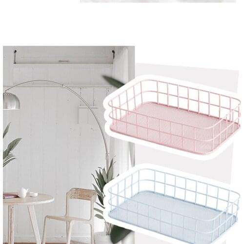 New Multifunctional Iron Storage Basket Bedroom Desktop Storage cosmetics Toy Sundries Basket 25*16*7cm