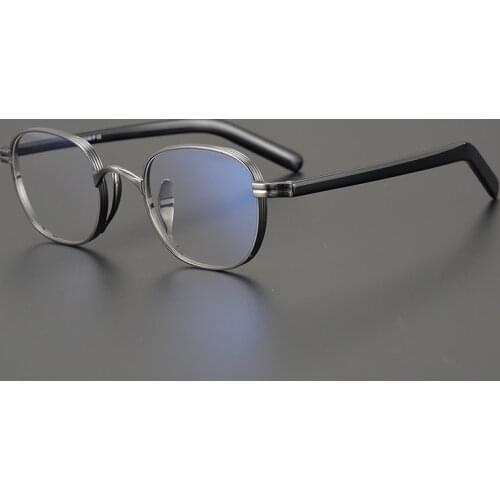 Japan Premium Brand Handmade Men Vintage Square Titanium Frame Eyeglasses Women Retro Acetate Optical Myopia Eyewear Glasses