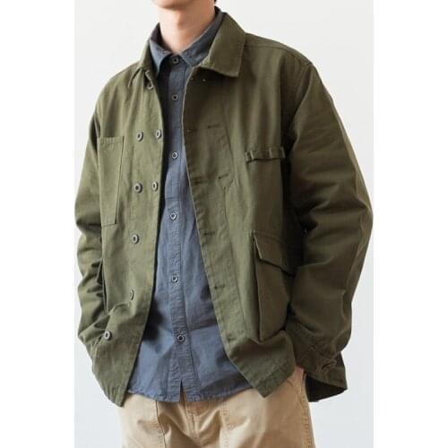 Autumn Amikaji Wash Used Tooling Lapel Jacket Mens Trendy Coat Outdoor Labor Cargo Tops Hiking Camping Training Windbreaker