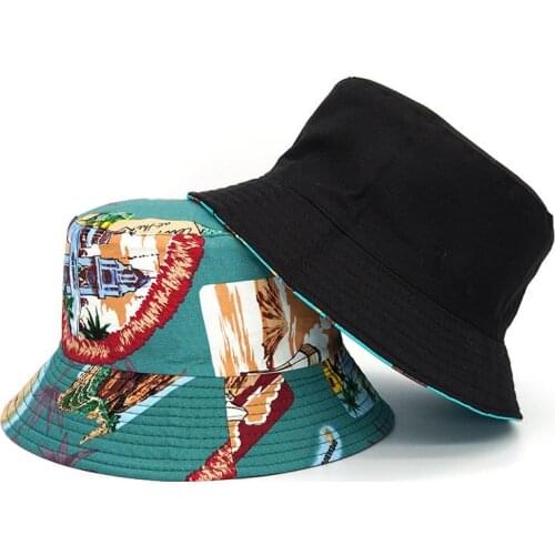 2021 Cotton Fashion Joker Print Bucket Hat Fisherman Hat Outdoor Travel Hat Sun Cap Hats for Men and Women 392