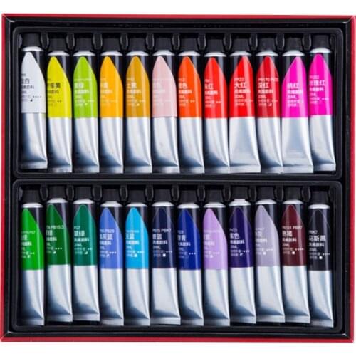 Professional 12 /24Colors 20ml Acrylic Paint Set Nail Art Painting Water Resistant Paint for Fabric Drawing Tools For Kids DIY