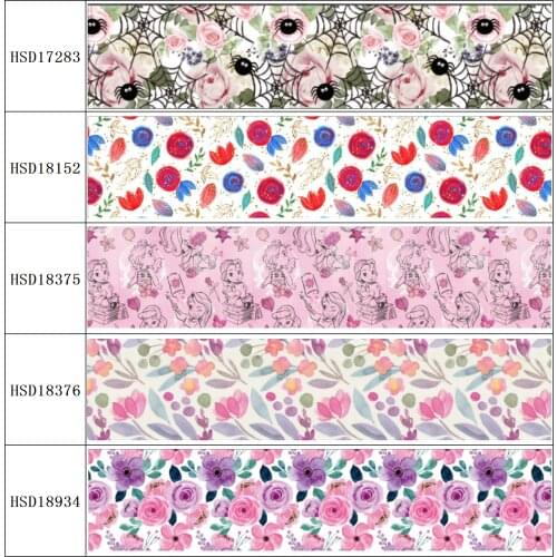 22MM 25MM 38MM 50MM 75mm Printed Pattern on Grosgrain Ribbon for diy ribbon